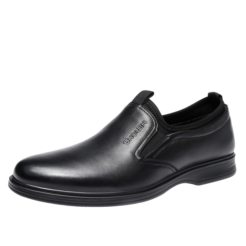 兽霸商务休闲鞋男2019春季新款百搭真皮圆头低帮男士皮鞋头层牛皮