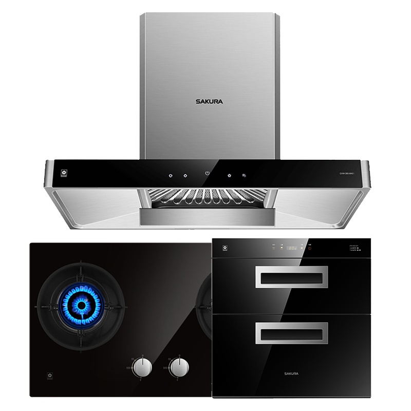 樱花(SAKURA)烟灶消三件套餐 欧式20立方抽油烟机燃气灶消毒柜厨电烟灶消套装8A01+BBG02+C01(天然气)