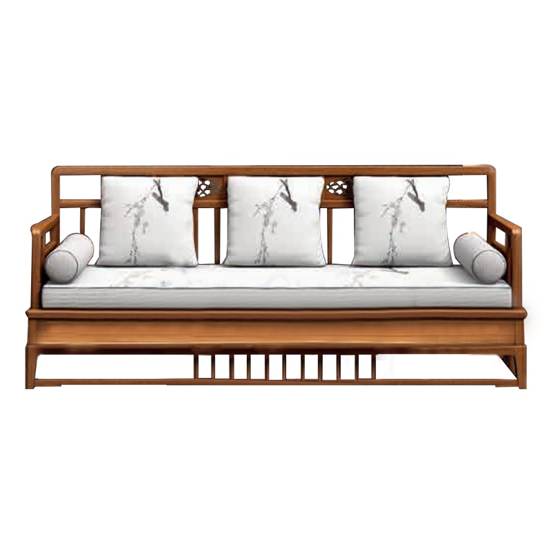 钜晟 新中式三人位胡桃实木酒店办公沙发2.0米商务沙发办公接待沙发JS-GLZF-2029