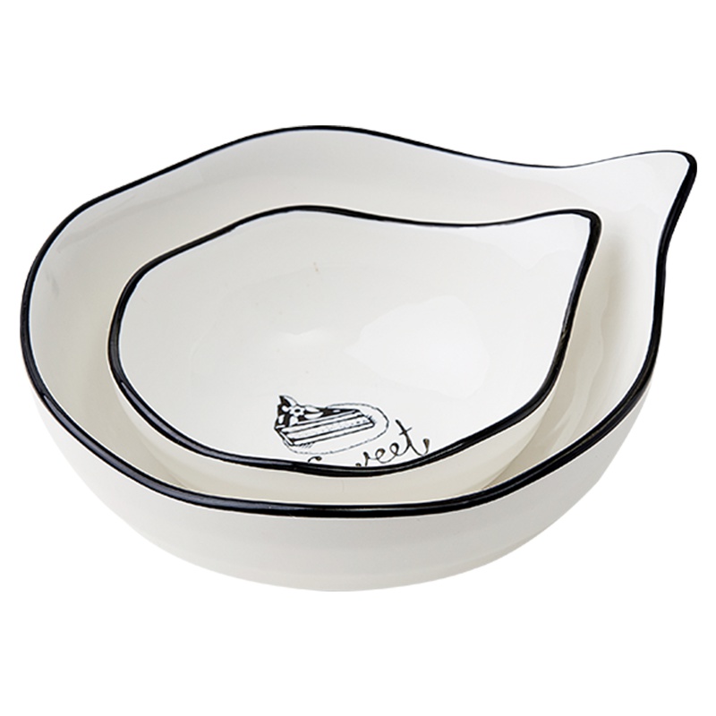 苏宁极物 日式柄饭碗(新梦想)陶瓷2件套装陶瓷菜盘水果盘多用家用套装