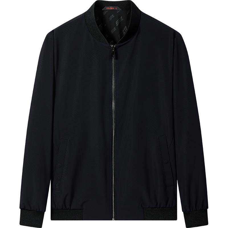 柒牌男士茄克2021秋冬新款不规则暗纹修身棒球领青年轻薄开衫外套