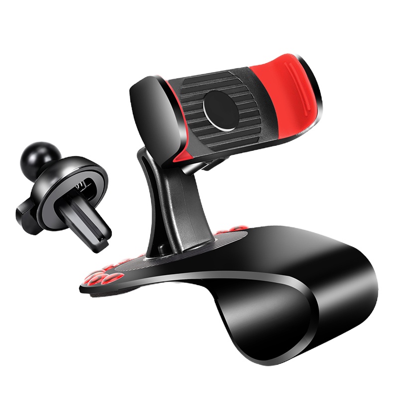火豹如信车载支架行车常备二合一多功能可旋转车载导航手机支架简单 红色[可360旋转+出风口]停车牌手机座
