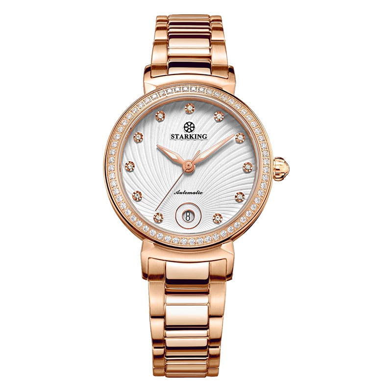 星皇(STARKING)正品星皇手表女士全自动机械表镶钻带日历钢带皮带手表女 AL0252