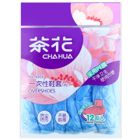 茶花 4205 一次性鞋套加厚型PE材质防雨防水防滑耐磨鞋套 12双/包 5包