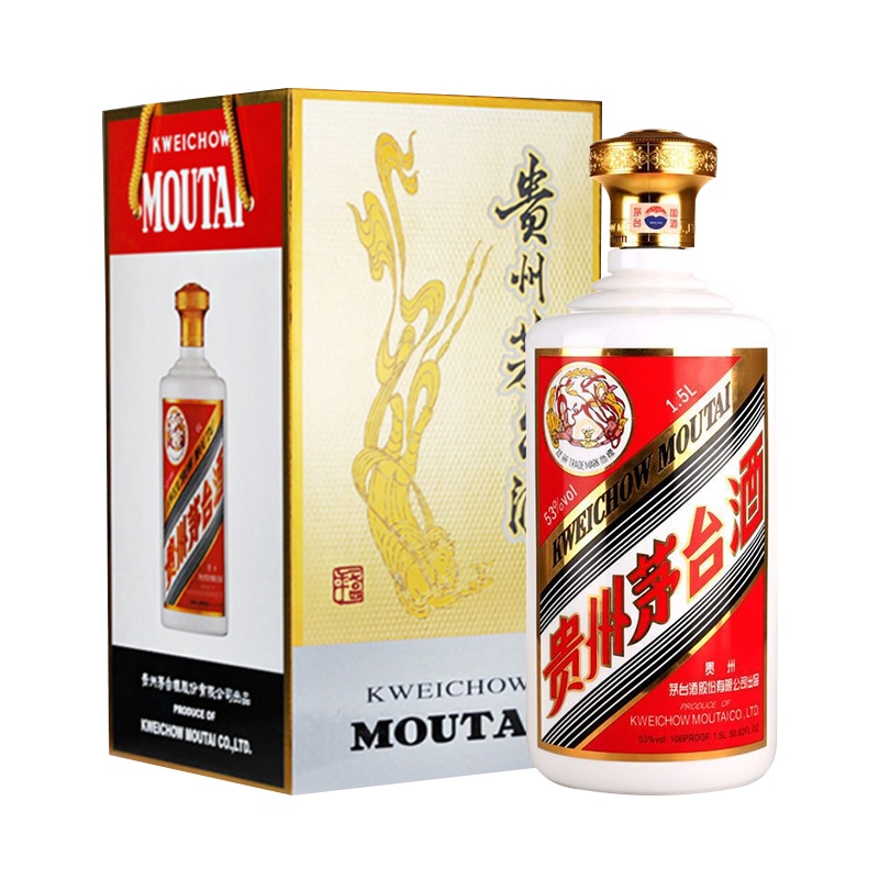 茅台酒53度飞天茅台 酱香型白酒收藏送礼礼盒 1.5L 3斤 单瓶装