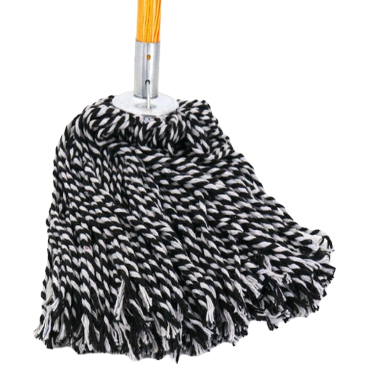 棉线老式墩布尘推拖布 工厂物业吸水拖把 黑白圆头加固木杆