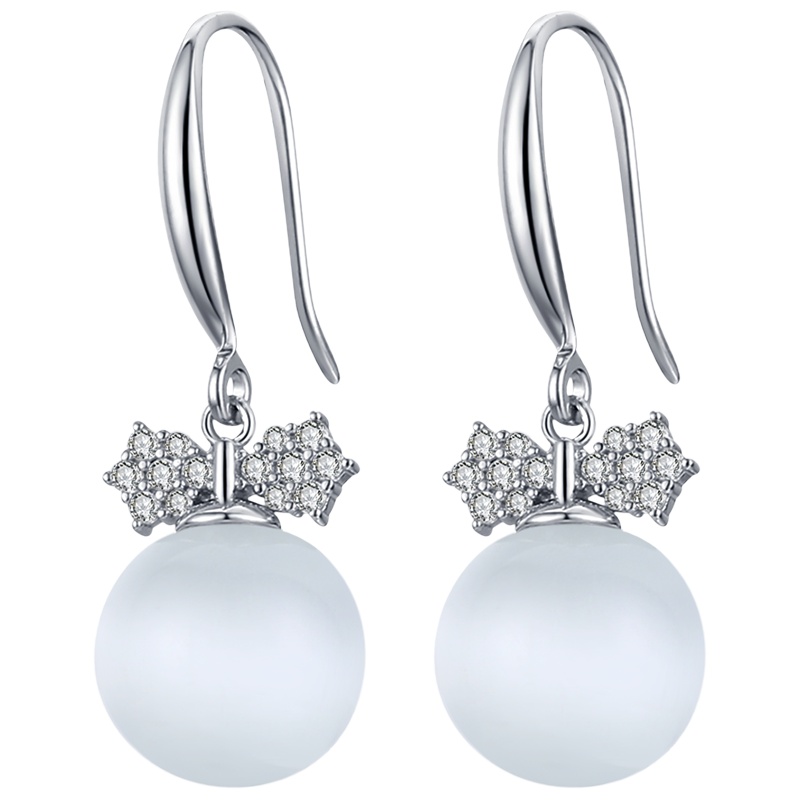 佰色传情纯银耳饰猫眼石耳饰女耳环日韩国气质百搭网红耳坠