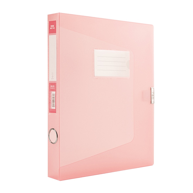得力(deli)63210彩透档案盒7个装35mm透明红色 塑料文件资料册A4文件盒透明会计收纳盒人事档案盒办公收纳用品