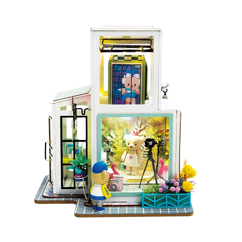 若态若来diy泰迪小屋 手工制作拼装模型珍藏艺术屋玩具创意拼插拼图带手办男生女生生日礼物 TD01时空照相馆