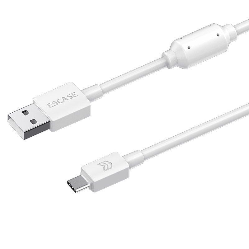 ESCASE Type-c数据线华为手机充电器线快充电源线小米CC9荣耀20oppo三星适用2米加长2.6ACi9白色