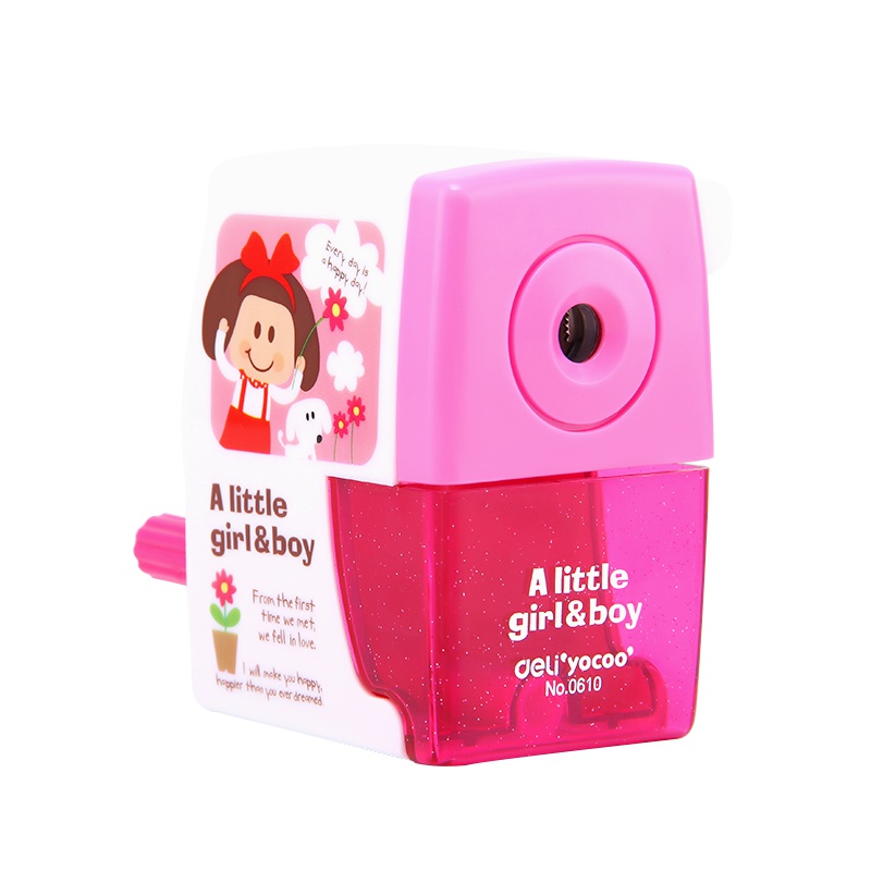 得力(deli)0610削笔机手摇削笔器卷笔刀削笔刀手动转笔刀儿童文具转笔刀多功能搅铅笔刨绞旋钻笔刀粉色2个