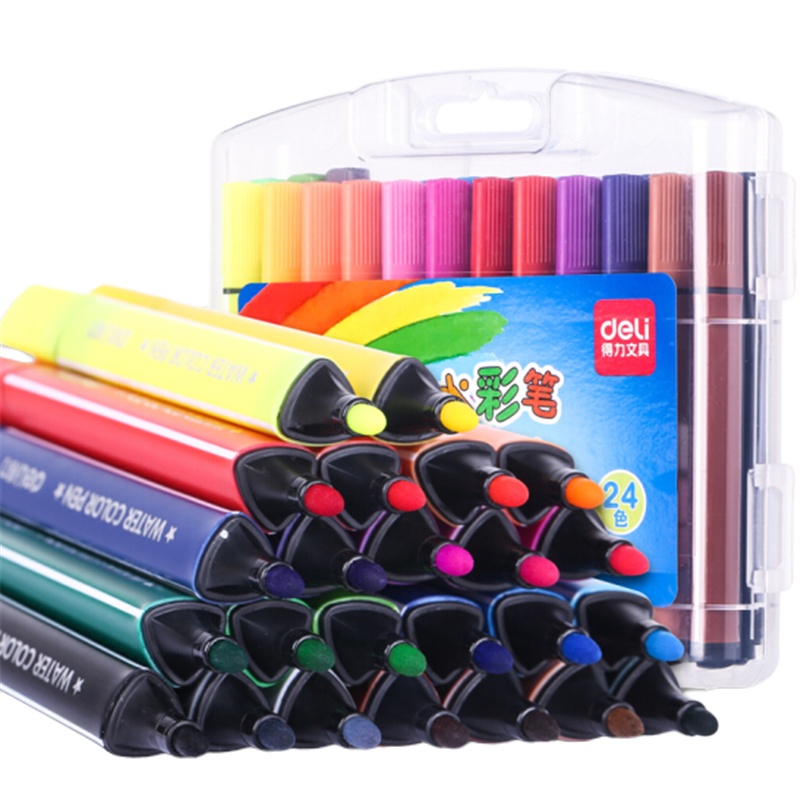 得力 YC 70658粗三角杆水彩笔(混)(24支/盒) 24色