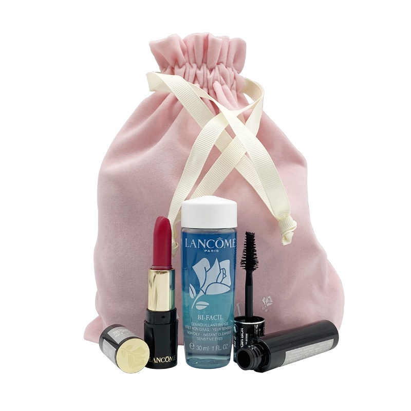 兰蔻梦魅巨星璀璨睫毛膏01 2ml+兰蔻菁纯丝绒唇膏1.6g 368+兰蔻速洁眼部卸妆水30ml+兰蔻粉色抽绳包手拿包
