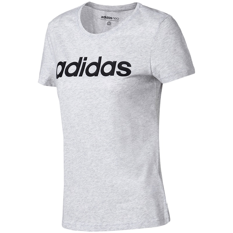 【自营】adidas阿迪达斯NEO女子短袖T恤休闲运动服CV9213 L CV9213浅麻灰+黑