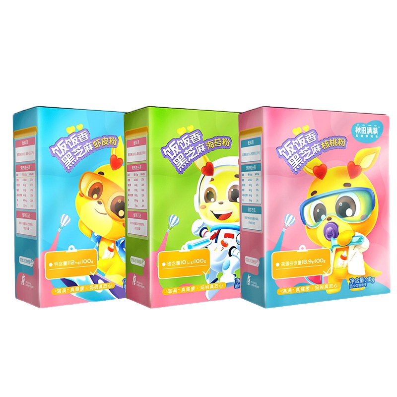 秋田满满 白芝麻猪肝粉 黑芝麻虾皮粉牡蛎粉海苔粉四口味组合 钙铁锌硒 均衡添加 辅食拌饭料