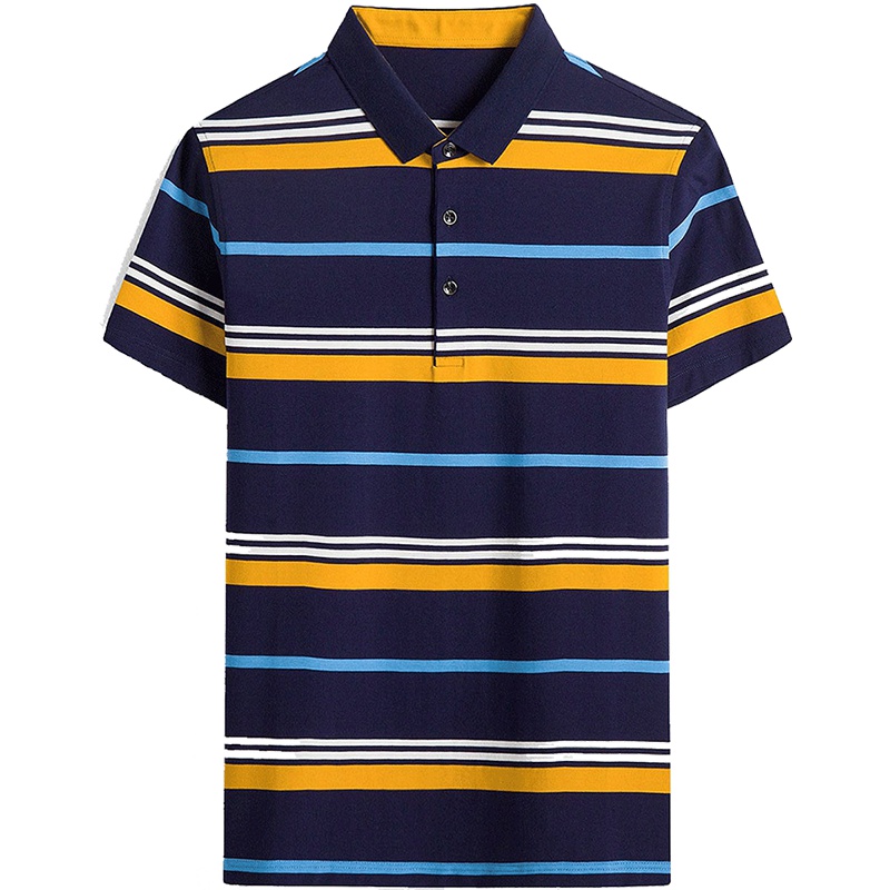 袋鼠(DAISHU) 夏季纯棉舒适条纹撞色翻领短袖t恤 KC5777513