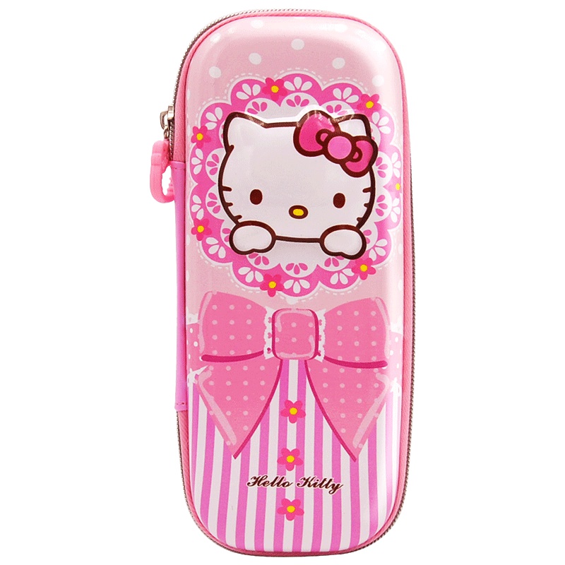 迪士尼多功能笔盒女童文具盒小学生铅笔盒防撞耐压大容量笔袋3D立体压膜KT猫可爱卡通 防水防摔笔盒 E6032K1