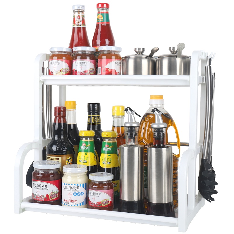 拜杰厨房调料架 调味架调料置物架勺产架可拆卸双层收纳架塑料置物架LY-179