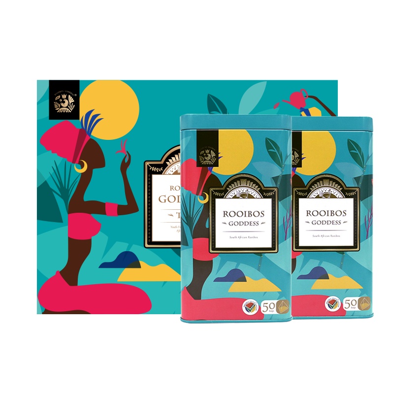 ROOIBOS GODDESS南非国宝茶金雀女神茶清香安神路易波士红茶50包/罐*2礼盒装