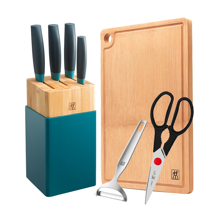 德国双立人(ZWILLING)不锈钢Now S蓝莓中片多用刀切菜刀剁骨刀蔬果刀辅食刀砧板菜板案板组合