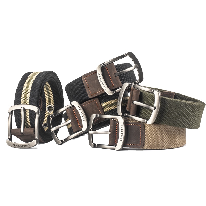JEEP吉普帆布腰带男士皮带休闲牛仔裤带韩版牛仔针扣男女编织裤带
