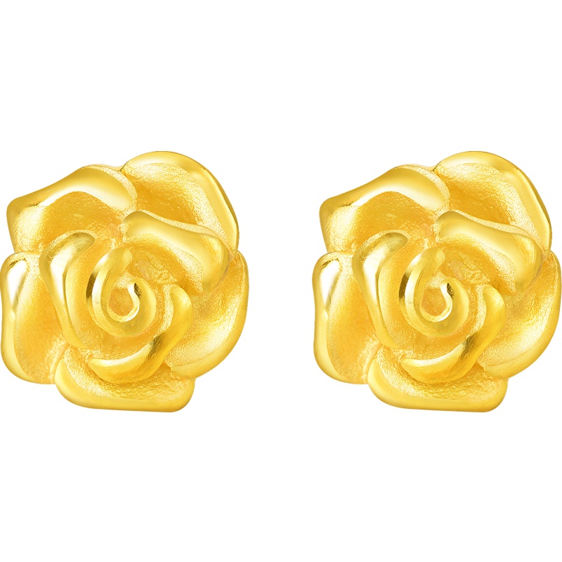 周生生(CHOWSANGSANG)足金玫瑰耳环 68730E 计价