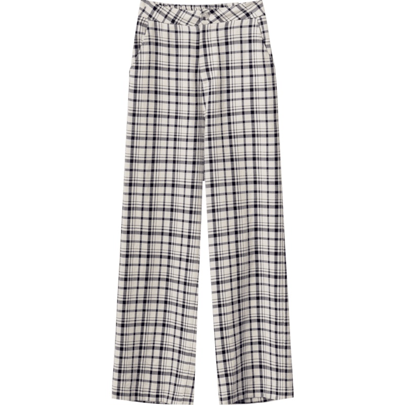 OtherMix垂感格子裤情人节系列2021年新款高腰直筒休闲阔腿裤子女