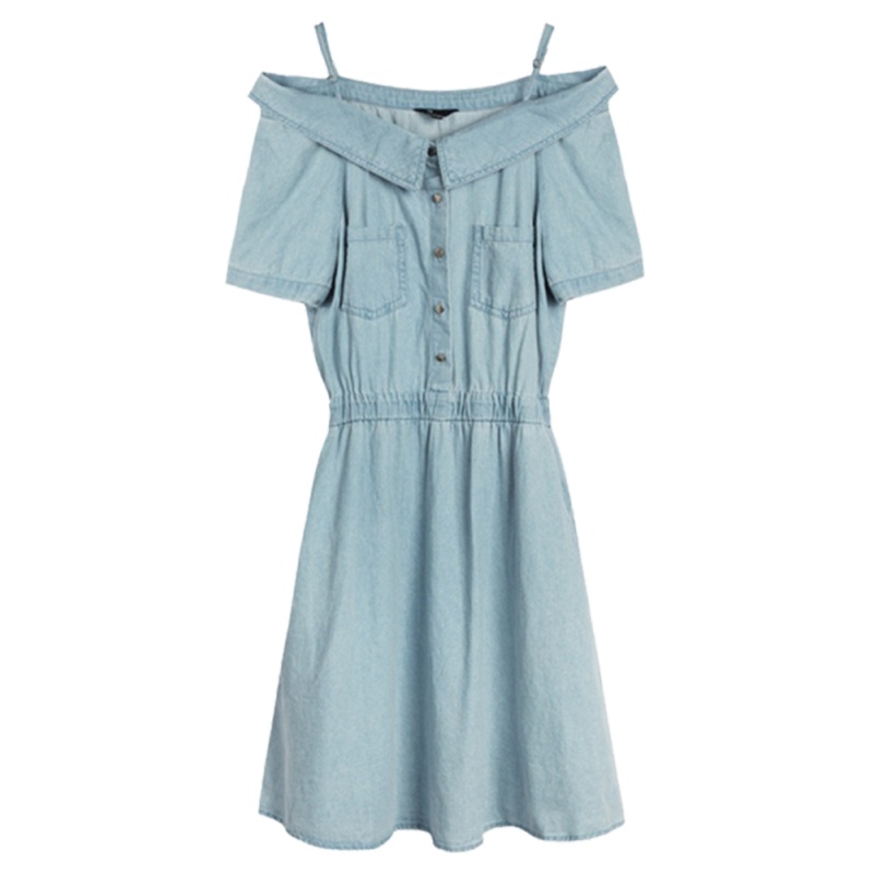 【专柜同款】拉夏贝尔旗下7M夏韩范新款吊带短袖撞色条纹收腰连衣裙70009556