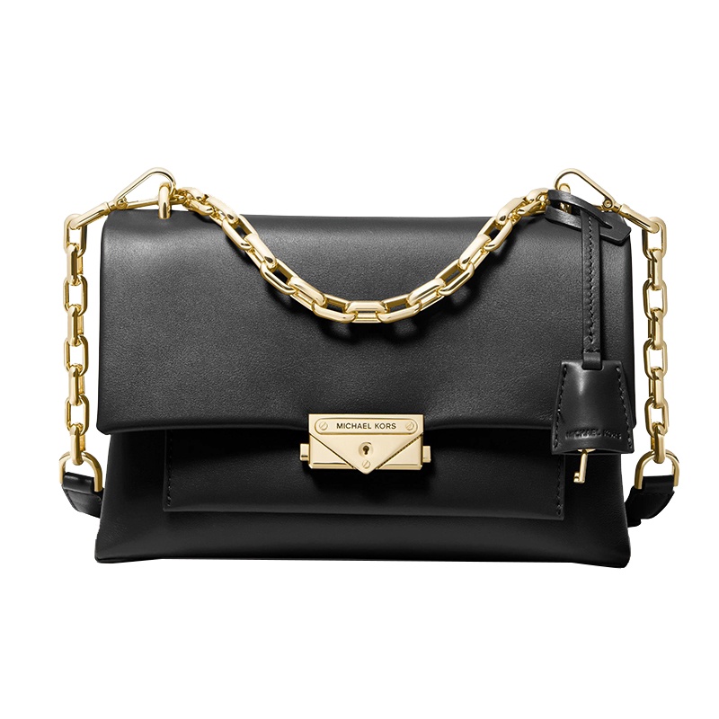 迈克·科尔斯MK Cece 新品中号皮质翻盖链条信封包斜挎单肩女包30S9G0EL2L001黑色