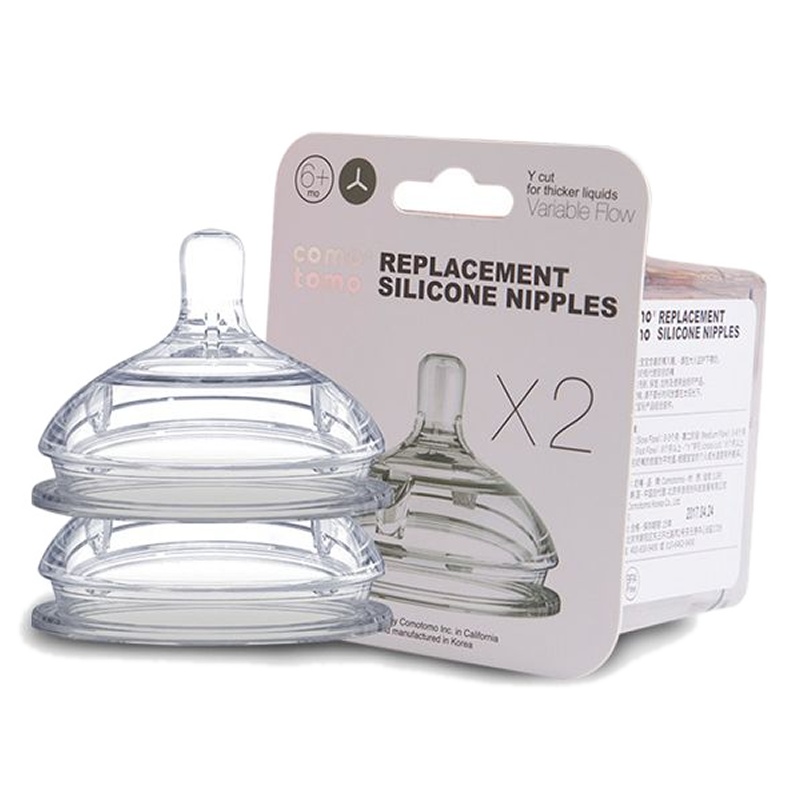 2个装 美国Comotomo韩版可么多么婴幼儿奶嘴流量Y滴孔(6个月以上)可变流速 似乳房防胀气