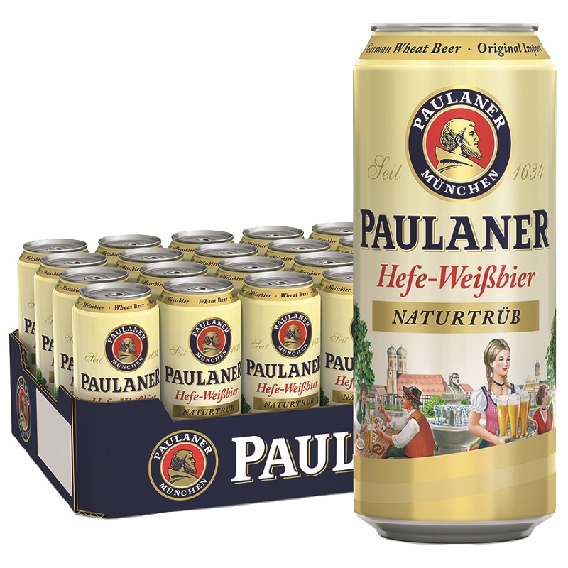 德国原装进口啤酒 保拉纳/柏龙(PAULANER)酵母型小麦啤酒500ml*24听整箱装