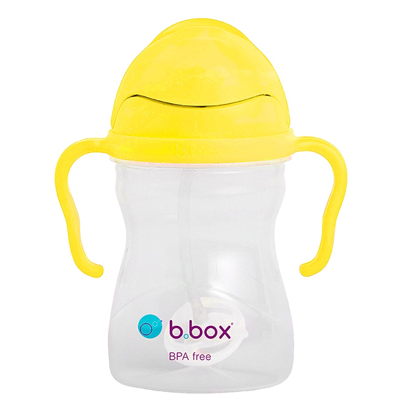 澳洲b.box儿童吸管杯重力球水杯bbox宝宝学饮杯带手柄防漏带刻度 新版第三代NEW 柠檬黄