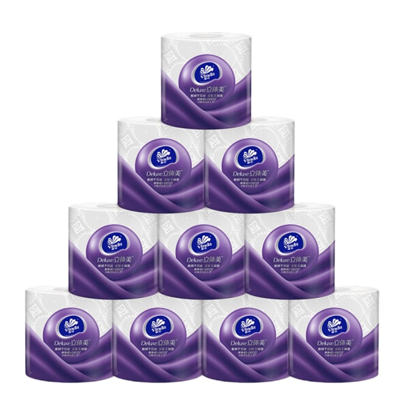 V4666 维达130g四层立体美有芯卫生卷纸12卷/提