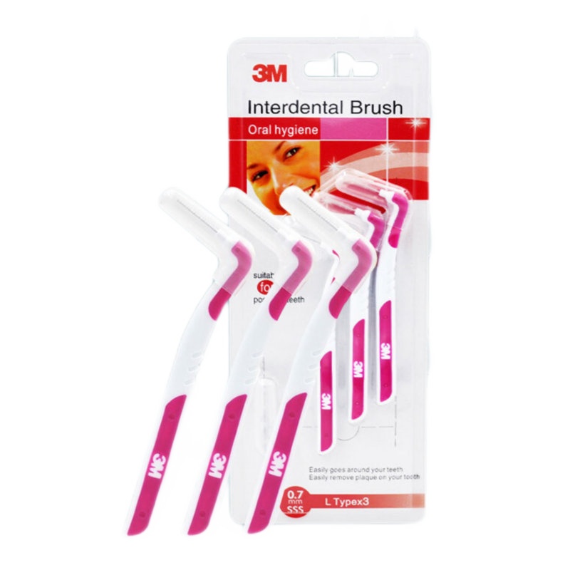3M牙缝刷 L型牙间刷SSS细软尼龙刷毛成人正畸护理牙齿清洁间隙牙刷