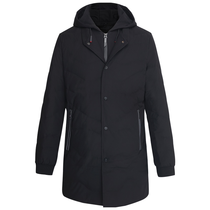 HODO红豆男装 男士羽绒服 秋冬简约休闲连帽长袖中长款羽绒服轻鹅绒外套男