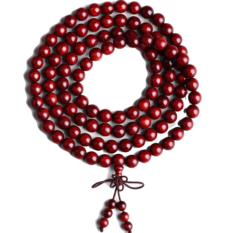 梵心阁 6mm小叶紫檀手串 紫檀檀香108佛珠手链 男女款 金星鸡血红