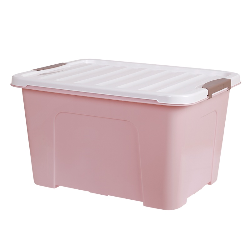 美丽雅 家用整理收纳箱节省空间大容量防潮防霉大号海纳收纳箱62L(粉色)