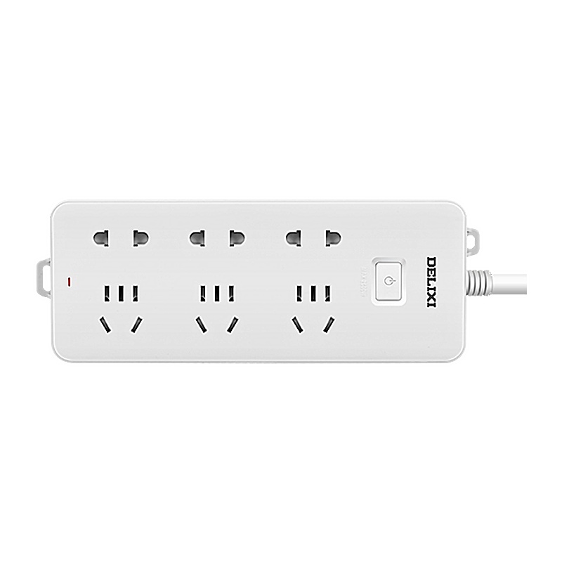 [新品排插]德力西插座面板多孔家用插线板接拖线排插多功能电插板带线长插排