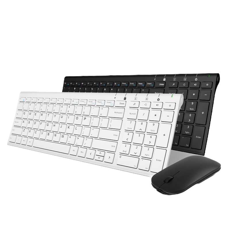 罗技商城BOW航世 超薄充电无线键盘鼠标套装 静音白色女