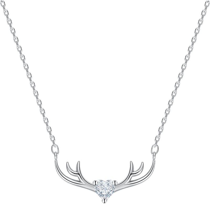 金一国囍一路鹿有你女士纯银S925吊坠锁骨链简约时尚生日礼物施华洛世奇锆石 (定价)BGC001