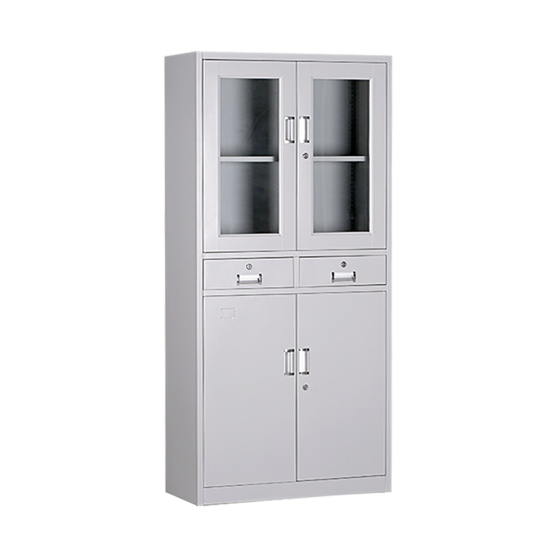 尔迈 文件柜铁皮柜办公柜钢制资料柜储物柜带锁钢制档案柜 中二斗