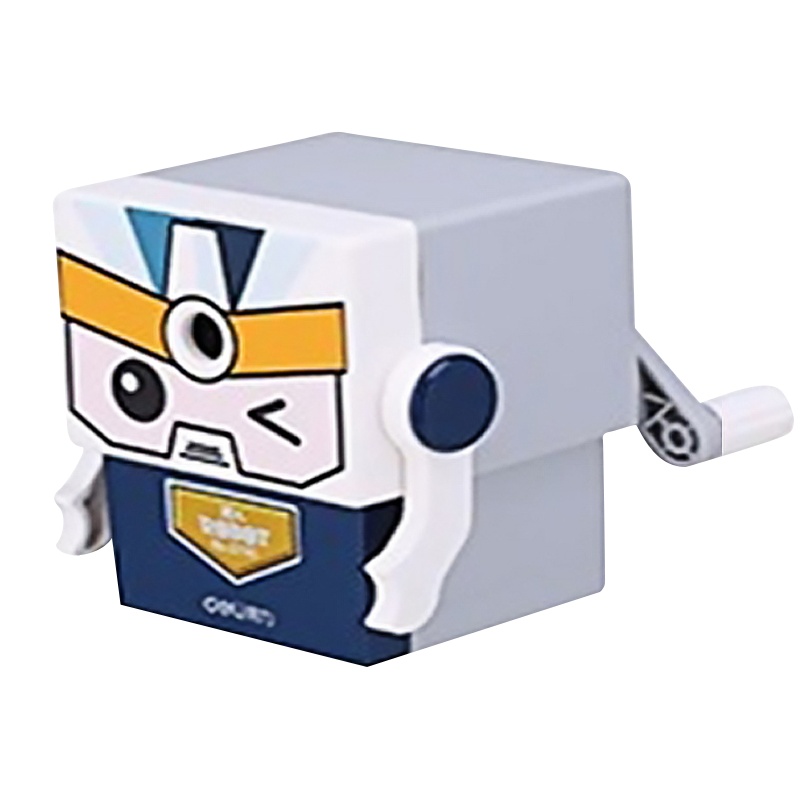 得力卡通削笔机托机器人卷笔刀刨笔刀儿童用学生手摇安全多功能铅笔刀转笔刀三角铅笔转笔机可爱自动0740HUI