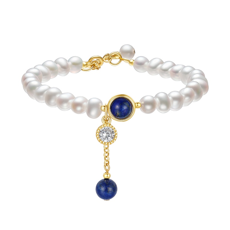 周大生珍珠青金石手链