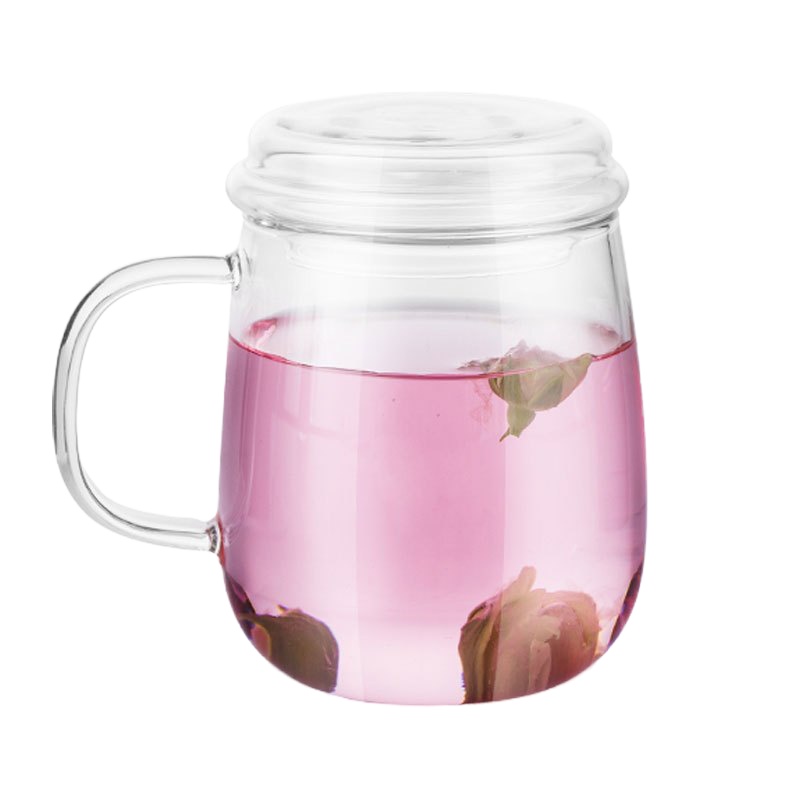 WQMD紫丁香高硼硅耐热无铅食品级玻璃花茶杯 S118(430ml)