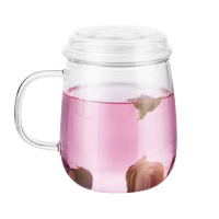 WQMD紫丁香高硼硅耐热无铅食品级玻璃花茶杯 S118(430ml)