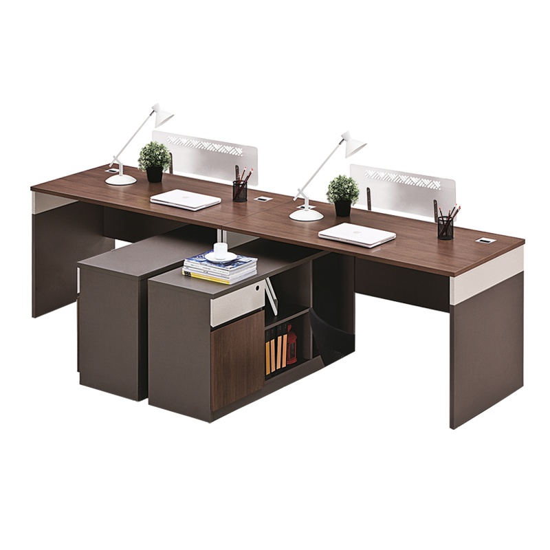 [藏书阁]办公桌简约现代职员办工作桌2人位办公室桌子屏风桌