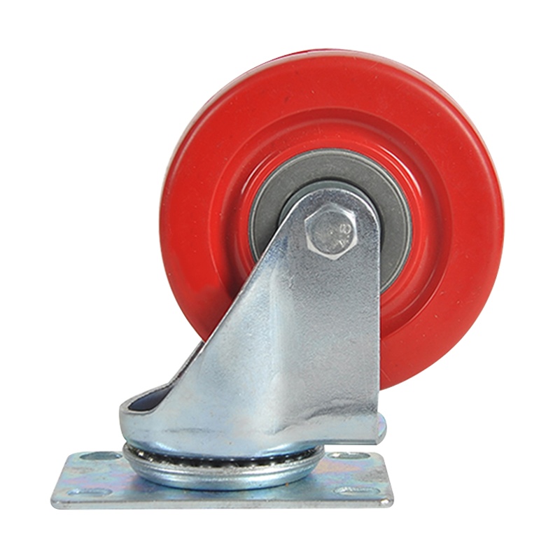 海斯迪克 HKZ-20 转向红脚轮 红色全包PVC刹车万向脚轮货架手推车轱辘工业轮子 5寸万向轮
