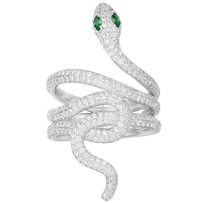 APM Monaco JUNGLE系列女士镶晶钻蛇形925银戒指 A18196XKG