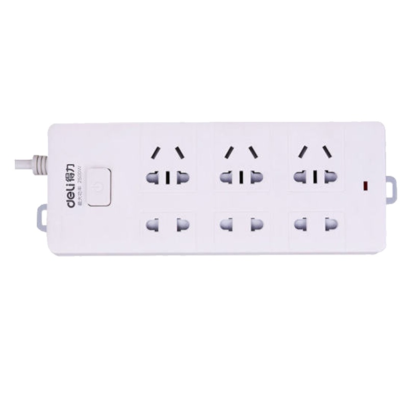 得力 (deli) 18261 USB插座延长线电源插排接线板拖线板多功能排插家用插板带线 白色 全长5米-6插位