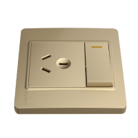 正泰(CHNT) 一联单控开关、一联三极插座10A NEW7-S41502 香槟色